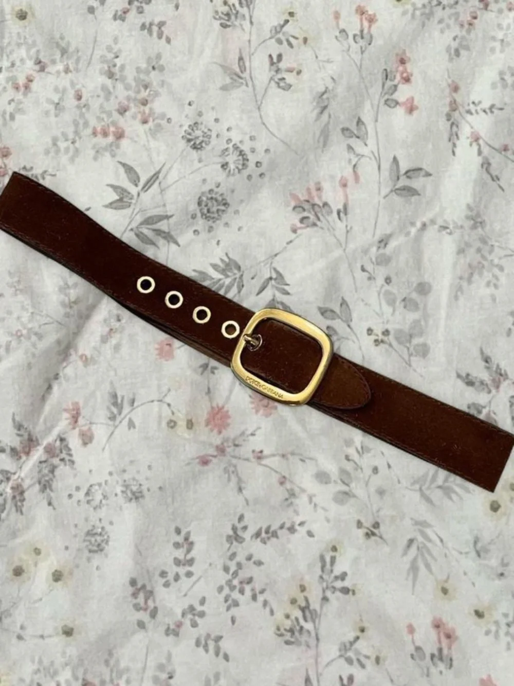 Dolce Gabbana Y2k Suede Grommet Belt Spellout Brown Studded Italian Leather